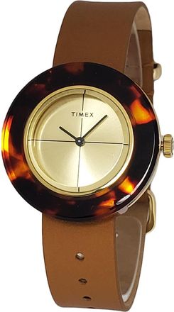 Timex Womens Tortoise Gold Dial Watch