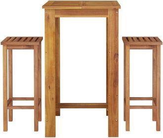 vidaXL Mesa Y Taburetes Altos De Jard&iacute;n 3 Pzas Madera Maciza Acacia Vidaxl