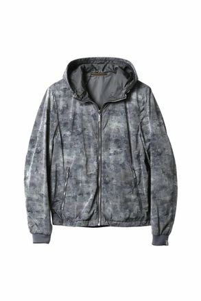 Moorer Mens Hooded Printed Zip-Up Jacket In Granito