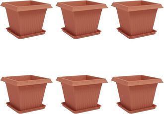 vidaXL Macetas 6 Uds. Rojo Ladrillo Pl&aacute;stico Vidaxl