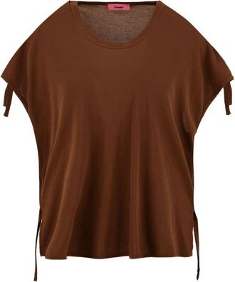 Drumohr Minimalistische veelzijdige T-shirt voor vrouwen - Dames - T-shirts - Bruin - M - Tops
