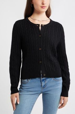 BP. Button Front Cotton Blend Cardigan in Black at Nordstrom, Size Small