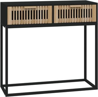 vidaXL Mesa Consola Hierro Y Madera Contrachapada Negro 80x30x75 Cm Vidaxl