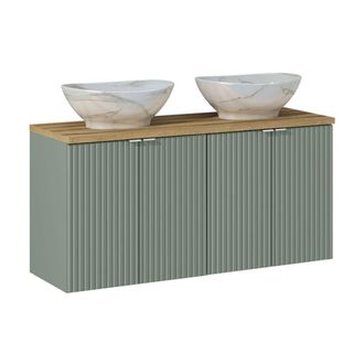 Petits Meubles Mueble doble lavabo 120cm 4 puertas paneles de melamina y mdf verde