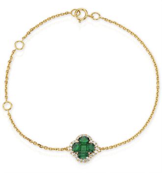 The Diamond Store Emerald 1.01ct And Diamond 18K Yellow Gold Alegria Bracelet