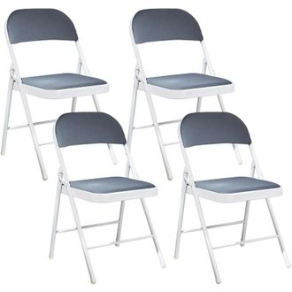 Beliani Conjunto De 4 Sillas Plegables Estructura De Metal Blanco Asiento Y Respaldo Acolchados Gris Oscuro Sparks