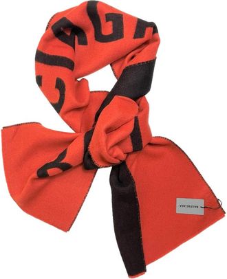Balenciaga Orange Bi-Colour Logo Intarsia Scarf