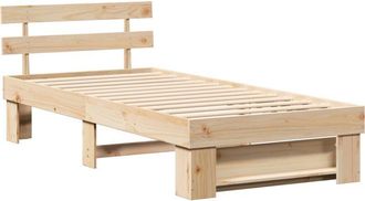 vidaXL Bed Frame with Headboard Brown 75 x 190 cm Solid pine wood Vidaxl