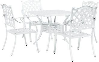 vidaXL Garden Table Set 5 pcs White 80 x 80 x 75 cm Cast Aluminium vidaXL