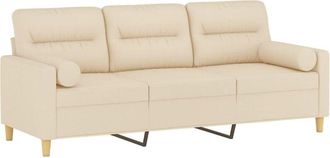 vidaXL Sof&aacute; De 3 Plazas Con Cojines Tela Color Crema 180 Cm Vidaxl