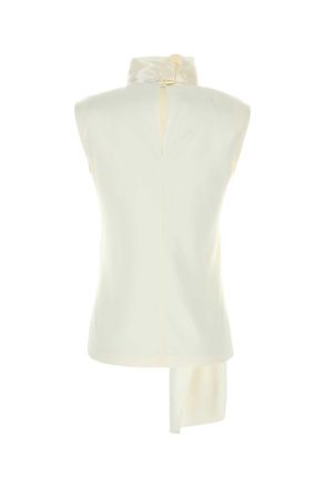 Bottega Veneta Womens Ivory Stretch Satin Top White Exterior: Silk Elastane Maglie Sweater