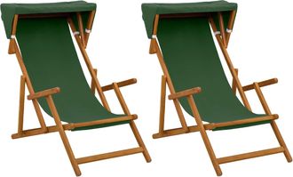 vidaXL Silla De Terraza 2 Pcs 3 Posici&oacute;n Madera De Eucalipto Maciza Vidaxl