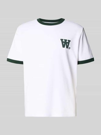 Wood Wood T-Shirt mit geripptem Rundhalsausschnitt Modell Parker in Weiss, Gr&ouml;&szlig;e XXL