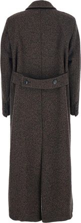 Max Mara Womens Brown Double-Breasted Coat With Peak Revers Virgin Wool