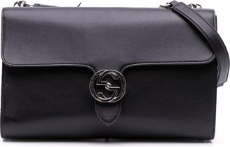Gucci Pre-owned Womens Interlocking G Shoulder Bag - Black Leather - One Size