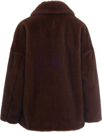 Herno Womens Bomber Jacket Soft Faux Fur Dark Brown Coat
