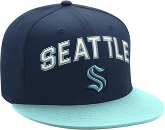 Starter Mens Starter Deep Sea Blue/Light Blue Seattle Kraken Arch Logo Two-Tone Snapback Hat in Navy at Nordstrom
