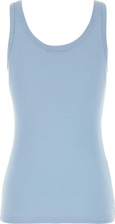 Prada Womens Ribbed Cotton Tank Top Blue Tops