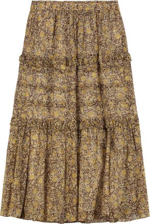 Isabel Marant Womens Floral Print Ruffle Skirt Cotton