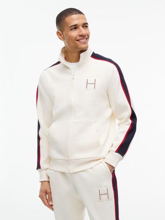 Tommy Hilfiger Mens H-Logo Patch Pique Zip Jacket - Ivory Petal - L