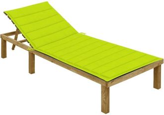 vidaXL Vidaxl - Tumbona Con Coj&iacute;n Verde Brillante Madera De Pino Impregnada