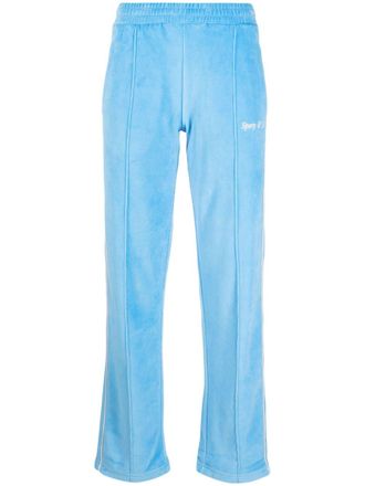 Sporty & Rich towelling-finish logo-embroidered track pants - women - Cotton - S - Blue