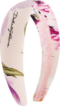 Dolce & Gabbana Katoenen hoofdband met bloemenmotief - Dames - Haaraccessoires - Roze - ONE Size - Katoen - Accessoires