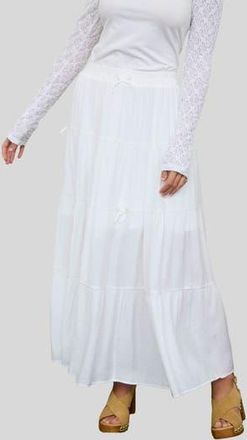 Blu Pepper Bow Tiered Maxi Skirt in Off White at Nordstrom Rack, Size Medium