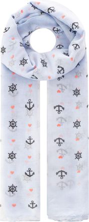 Zwillingsherz Schal ZWILLINGSHERZ Anker, Damen, blau, Web, Obermaterial: 100% Polyester, Modet&uuml;cher Schal, Ankermotiv, leichter Stoff, maritimer Look