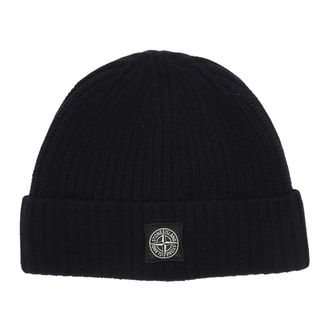 Stone Island Accessoires, Heren, Blauw, ONE Size, Wol, Light Geelong Wool Beanie