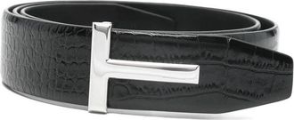 Tom Ford T Buckle Reversible Belt - Heren - Riemen - Zwart - 100 CM - Leer - Accessoires