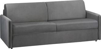 Vente-Unique Sof&aacute;-cama de 4 plazas con apertura expr&eacute;s de terciopelo CALIFE - Antracita - Cama de 160 cm - Colch&oacute;n con memoria de forma de 22 cm