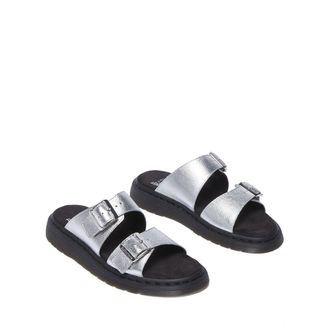 Dr. Martens Leren muiltjes Josef Slide Silver Metallic Tumble