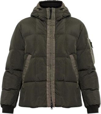 Stone Island Donsjack met capuchon - Heren - Gewatteerde jassen - Grijs - S - Leer - Jassen