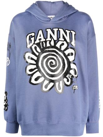 Ganni Felpa con cappuccio - Blu