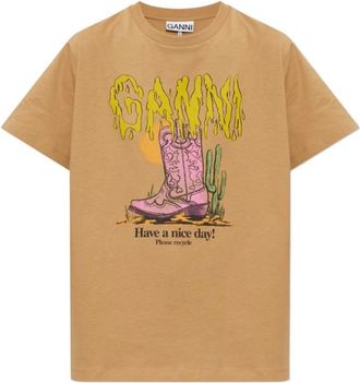 Ganni T-shirts en Poloshirts - Dames - T-shirts - Beige - M - Tops