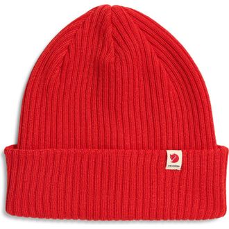 Fj&auml;llr&auml;ven Ribbed Performance Beanie in Flame Orange at Nordstrom