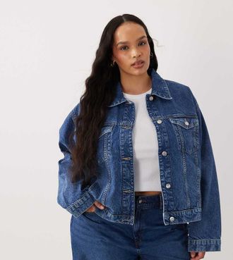 Asos Curve ASOS DESIGN Curve - Giacca di jeans oversize anni 90 blu medio