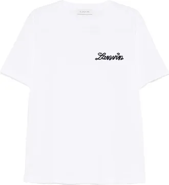 Lanvin White Embroidered Logo Short-Sleeve T-Shirt