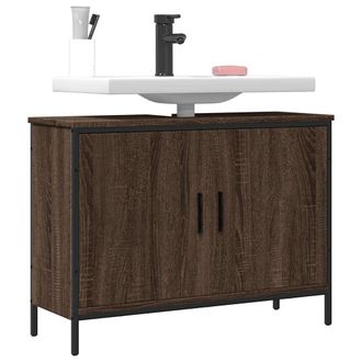 vidaXL Vidaxl - Armario Lavabo Ba&ntilde;o Madera Ingenier&iacute;a Roble Marr&oacute;n 80x30x60 Cm