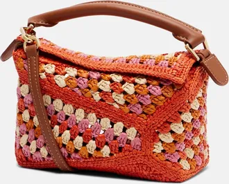 Loewe Paulas Ibiza Puzzle Mini raffia top-handle bag