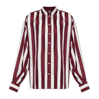 Dolce & Gabbana Casual Shirts, male, Red, Size: XL Striped Silk Twill Shirt