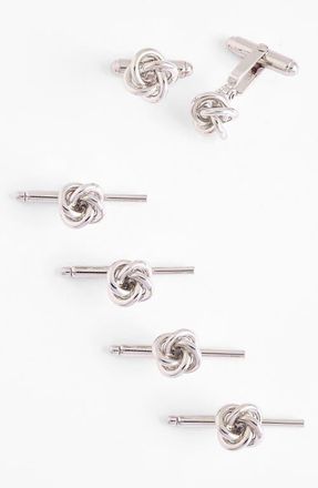 David Donahue Knot Cuff Link & Stud Set in Sterling Silver at Nordstrom