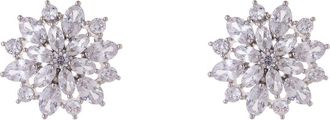 ZAXIE Cubic Zirconia Floral Stud Earrings in Silver at Nordstrom Rack