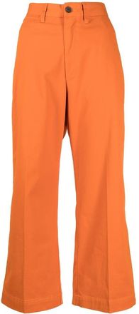 Polo Ralph Lauren wide-leg cropped chinos - women - Polyester/Spandex/Elastane/Cotton - 10 - Orange