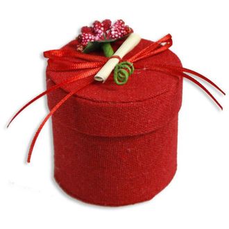 Trade Shop Trade Shop - 12 Scatolina In Tessuto Con Pergamena Porta Confetti Bomboniera Laurea Rosso
