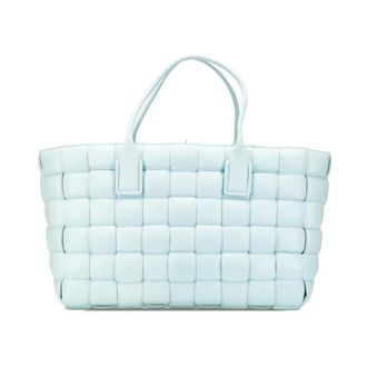 Bottega Veneta Pre-owned Tote Bags, female, Blue, Size: ONE SIZE Pre-owned Woven Leather Tote Bag with Top Handles for Everyday Use