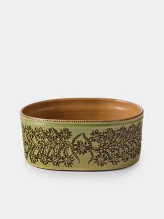 Poterie d'&Eacute;vires Flowers Hand-Painted Ceramic Oval Dish