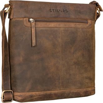 STILORD Henrike Shoulder Bag Ladies Leather in High Format Vintage Shoulder Bag Medium Crossbody Bag Leather, Colour:vinto - brown