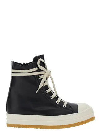 Rick Owens Creep Black Sneakers With Oversized Platform And Round Toe In Leather Woman